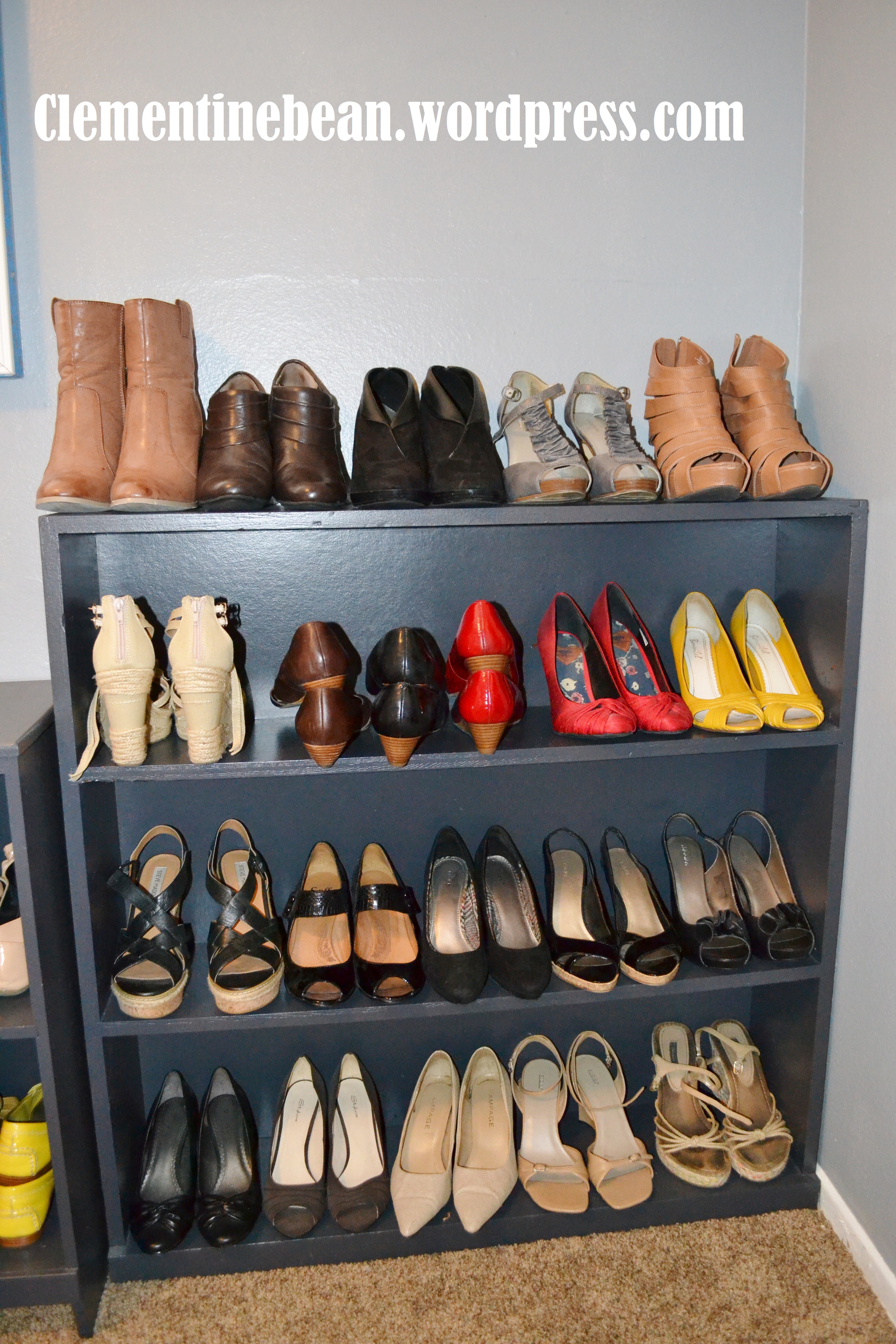Organizing Shoes Using Old Book Shelves Clementine Bean